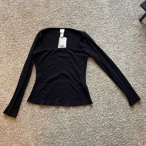 Ribbed Square Neck long sleeve shirt